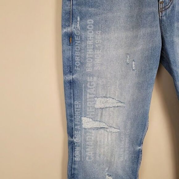 G-Star Raw Size 29x32 3301 Jeans Distressed Flare Bootcut Embroidered Light Blue - Picture 5 of 12